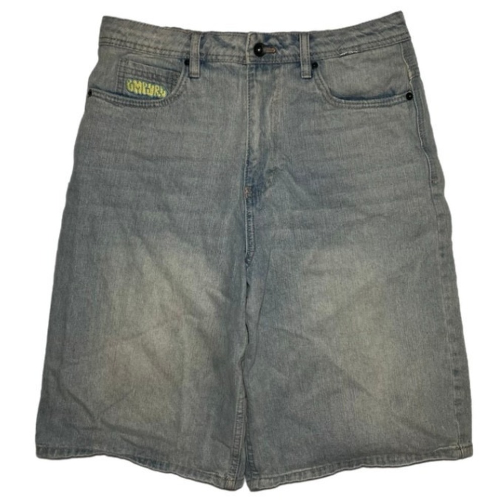 Empyre Jean Shorts Mens XS Size 28 Flip Phone Denim Blue Baggy Y2K Skater Jorts - Picture 2 of 9